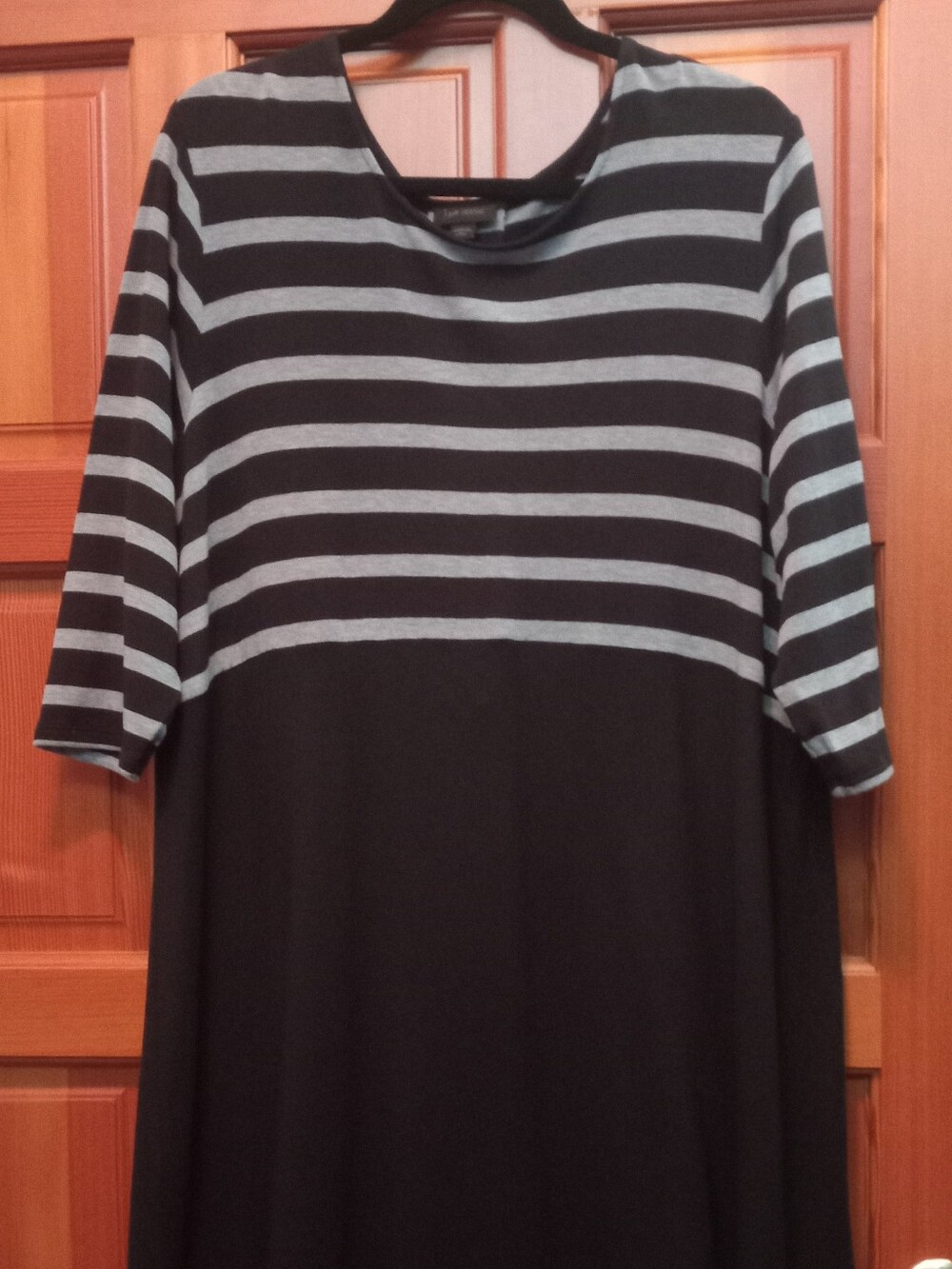Black and Gray Striped Women's Knit Dress